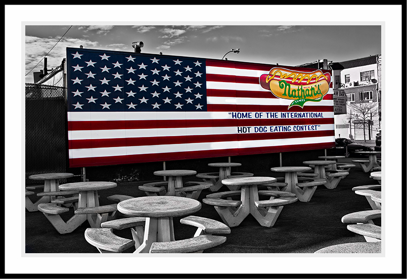 Nathans patio with American Flag.
